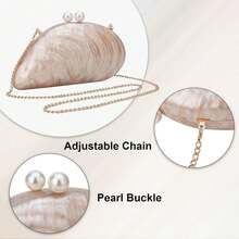 Milky Way Ladies' Acrylic Material Dinner Bag, Shell And Pearl Shoulder Bag, Equipped With A Metal Chain. Suitable For Use At Wedding Parties And Dances. Shoulder-Belted Design - Rượu sâm banh - Xem 3
