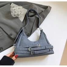 Simple Handbag, Fashionable And Versatile Shoulder Bag, Retro Style Dumpling Bag, Suitable As A Gift For Girlfriend - 深藍色 - 查看 1