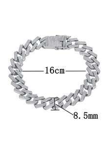 1 chiếc vòng tay nam kiểu mắt xích bằng bạc sterling 925 đính đá Cubic Zirconia 8.5mm, trang sức cao cấp sáng bóng, quà tặng sang trọng - Vòng tay hình kim cương - 8,5mm - Xem 7