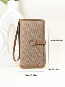 Women's Mini Handbag Wallet Sophisticated Snap Closure Colorblock Soft PU Leather Long Wallet Multi-Functional Large Capacity Card Holder Zipper Coin Purse Lightweight & Fashionable For Women Wallet Purse Wallet Wristlet Wallet - Camel - View 8