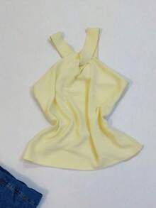 Jemmy Fashion Duna Tank Top With Lining Top Twist Front, Size P M G Gg, Has White Black Beige Blue Green Pink Orange - 淡黃色 - 查看 1