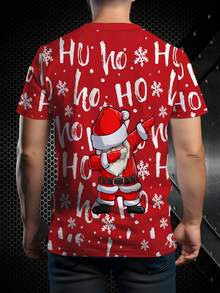 男士圣诞老人 T 恤 - 休闲涤纶，可机洗，圆领 - 白色 - 查看 3