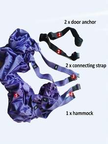 1pc Yoga Stretching Strap, Waist Back Legs Fitness Belt, Back Bend Auxiliary Trainer With Door Anchor, Height Adjustable Aerial Yoga, One Horse Crotch Pressure Stretching Belt, Anti-Gravity Inversion Exercises Hammock Door Flexibility Tensile Trainer, Pink High Strength Wide Polyester, Yoga Stretcher, Back Bend Split Inversion Belt, Stretching Exercise Equipment For Dancing Ballet Gymnastics Training Pilates Split Fitness - Pink - View 8