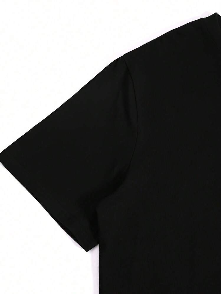 Camiseta gráfica de pulpo de 180g de inspiración retro para hombres - Camiseta de diseño único - Negro - Añade 4