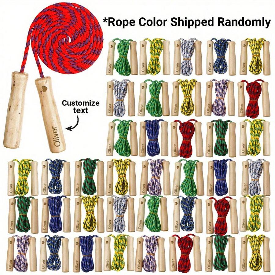Corda de Pular Personalizada, Corda de Pular com Alça de Madeira Personalizada com Nome, Presente de Exercício de Fitness, Cor da Corda Aleatória