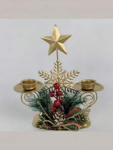 Weihnachts-Neuheit Goldener Metall Hirsch, Schneeflocke, Stern Kerzenhalter, Glas Wand & Gewichteter Fuß, Einzel-/Doppel-Kerzenhalter für Fenster-Display & Tisch-Dekoration