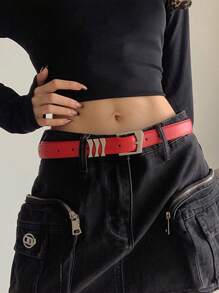 1pc Solid Color Bohemian PU Leather Belt, Excellent Quality, Versatile, Suitable For Jeans, Black, For All Seasons, Women Summer, School Fall, Autumn, Halloween