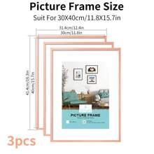 1/2/3/4件装多色铝合金相框 30x40cm/A3/A4，无框金属相框，纤薄窄边框防锈金属框，适用于海报、画布和证书，现代家居、婚礼照片展示、影棚墙面装饰、企业奖品框、办公室画廊装饰（金色/银色/玫瑰金/黑色）