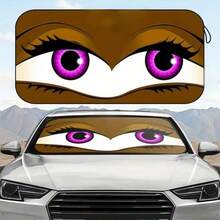 1pc Cute Big Eye Car Sun Visor, Fashionable And Interesting Sunshade, Easy To Install, Suitable For Various Car Models, With Heat Insulation And Privacy Protection Function, Keeps Your Car Cool, Foldable For Easy Storage