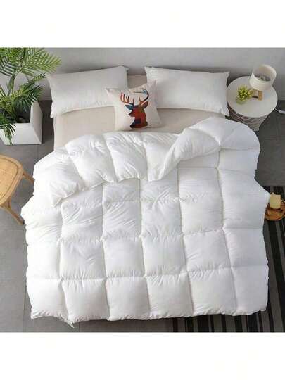 Pilotă de lenjerie de pat 1 buc - Alternativă caldă la pilota pentru toamnă/iarnă, umplutură 3D din fibră de poliester, pilotă de lenjerie de pat din microfibră pufoasă și respirabilă cu legături în colț - Alb