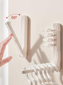 1PC- Space-Saving Hangers, Foldable Hanging Storage Devices, Hook Organization Racks And Hanging Rack Storage Racks That Can Hold Velvet/Wood/Plastic Hangers, Multi-Functional Hole-Free Storage Racks, Hanger Storage Wonder, Bedroom Organization Without Drilling, Multi-Functional Household Foldable, Stackable, Anti-Slip Hanging Rack