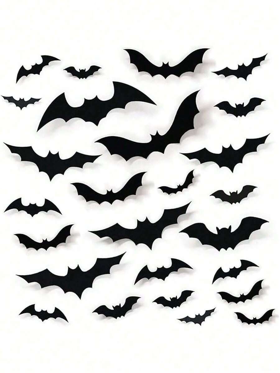 Bat Decorations - 3D Bat Wall Stickers, 4 Sizes, Reusable For DIY, Bathroom, Bar, Office, Indoor, Halloween Party Supplies, Home Decor Fall Autumn,Christmas