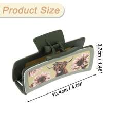 Hair Claw Clips, Highland Cattle Hair Claw Clips For Women, Matte Faux Leather Hair Claw Clips For Thick Hair