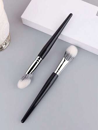1PC/2PCS Wool Angled Makeup Brushes - Highlighter, Blush, Facial Stippling, Fingertip Ambient & Side Face Contour Brushes, Beauty Tools