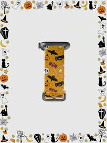 1pc Orange Base Black Spider Soft Elastic Breathable Comfortable Wristband Replacement Watch Band Compatible With Samsung, Garmin, Honor Smartwatches, Apple Watch 38mm 40mm 41mm 45mm 44mm 42mm 49mm, Fashionable Casual Multi-Color Silicone Band Compatible With Apple Watch Ultra Series SE/10/9/8/7/6/5/4/3/2/1