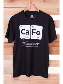 Coffee Chemistry Elements T-Shirt Unisex Men Women 100% Cotton Premium Streetwear Top New Release Immediate Shipping Various Colors!! Plus Size - 黑色 - 查看 2