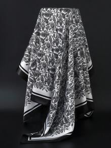 1pc 35.4 Inch Square Scarf, Fashion Printed 90cm Scarf Shawl Neckerchief Luxury Silk Feeling For Women, All Season