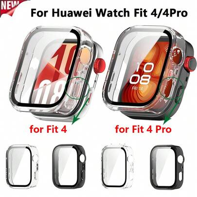 适用于华为 Watch Fit 4 玻璃壳屏幕保护膜防刮保险杠框架耐用外壳 PC 保护配件