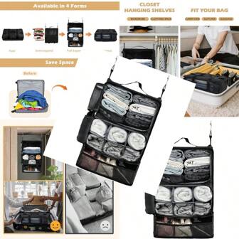 Hanging Shees Travel Storage Bag Comprion Packing Cube For Suitcase Collapsible With Extension Layer Large Capacity Black XXL Ideal For Organizing Clothes And Entials In Lage Perfect For LongTerm Travel And Daily Use