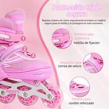 Patines en línea para niños, aptos para niñas y niños - Patines ajustables con ruedas iluminadas LED - Patines para adolescentes para uso indoors y outdoors. - Azul - Ver 6