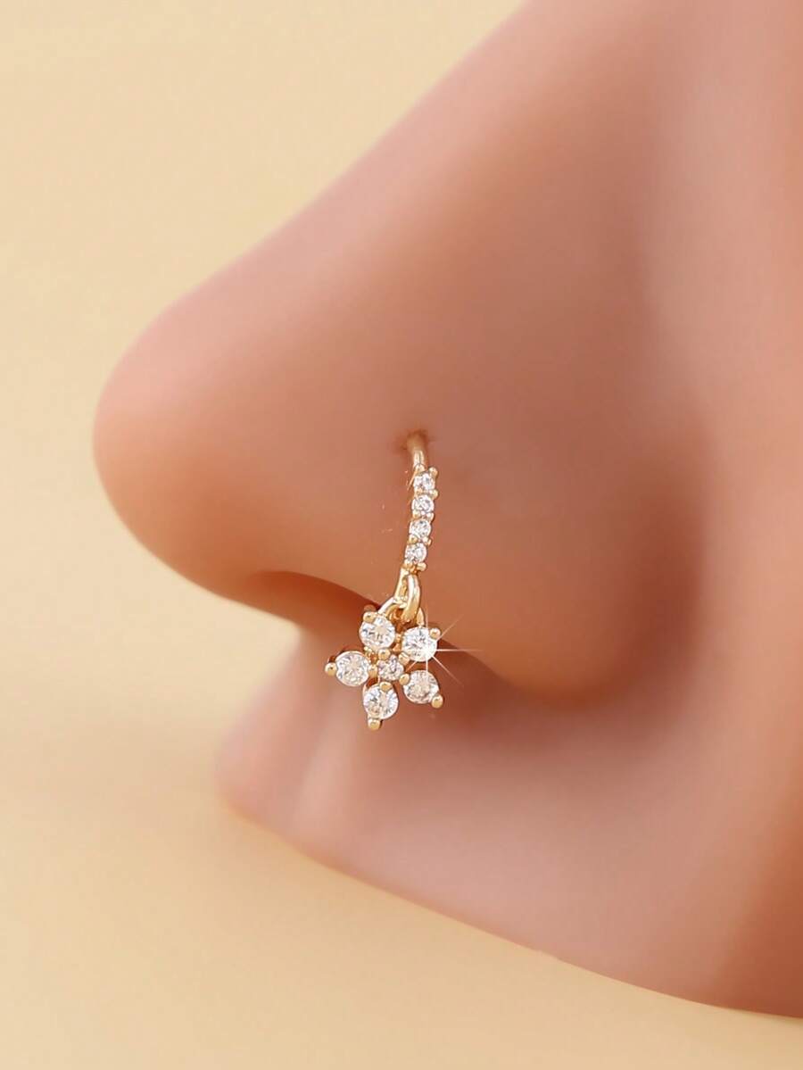 1 peça de piercing de nariz com pingente floral, joia de piercing feminina elegante e sexy, adequada para uso casual ou como presente, adorável piercing de nariz