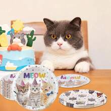 10 szt. talerzyków 7-calowych/9-calowych z motywem kota, talerzyki na przyjęcie urodzinowe z kotem, zastawa stołowa na imprezę z motywem kota, odpowiednie na przyjęcia urodzinowe, spotkania rodzinne, pikniki na świeżym powietrzu