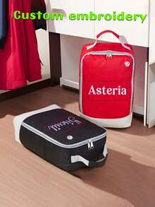 1 pièce Sac fourre-tout personnalisé avec broderie de nom, sac à main portable, sac de rangement pour voyage/affaires, sac à poussière pour chaussures, sac de rangement pour la maison, convient aux filles et aux étudiants, parfait pour la rentrée scolaire, imperméable et léger, sac à dos d'étudiant mignon et pratique