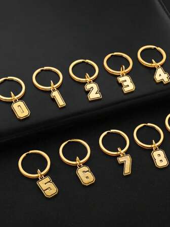 1pc Lucky Number Keychain 0-9 Pendant Gift Alloy Arabic Number Keychain Accessories Commemorative Day Accessories Bag Lanyards With Id Holder Car Accessories Bag Charms Car Teacher Friend Sister Gift Ideas
