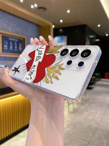 1pc Vintage Heart Transparent Soft TPU Phone Case, Anti-Fall Anti-Scratch Anti-Fingerprint, Precise Camera Cutout, Compatible With Samsung, Nothing, Pixel, INFINIX, Redmi - Clear - View 4