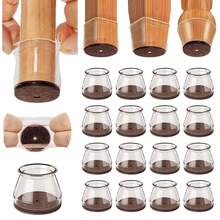 4/8/16/20/32 件圆形椅腿地板保护垫 - 适用于硬木地板的耐用硅胶家具垫，棕色底部防刮椅腿套，滑动顺畅的家具滑块，降低噪音而不会刮伤，适用于厨房、客厅和办公室 - 深棕色-1 - 查看 10