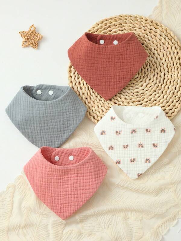 Benxoine 4-Pcs BabyBibs Set, Muslin Super Soft Adjustable Drooling Bibs, Suitable For Baby Boys And Girls, Newborns