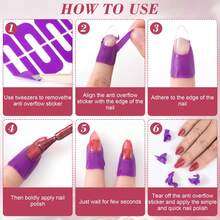 1pack/10pcs Nail Polish Protector For Fingers, U Shape Latex Nail Polish Barrier, Peel Off Skin Cuticle Protector, Purple Nail Guard Tape For Nail Stickers, Painting, Manicure - 紫色 - 查看 9