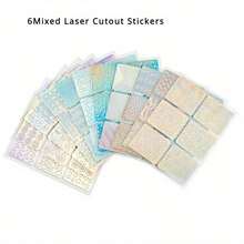 6 Sheet Nail Vinyl Stencils Nail Decoration Stickers Set Nail Stickers Tips Decals - Nhiều màu - Xem 8