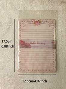 10pcs/Pack Vintage Plant & Flower Pattern Decorative Stationery Paper With Hollow Border Background