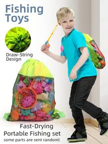 19/36/47/71 件磁性钓鱼游戏玩具套装 - 带水盆、充气泳池、鱼竿、鱼网、塑料浮鱼、彩色海洋动物，适合 3 岁以上男孩和女孩的生日礼物