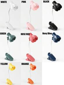 1个迷你可调节角度铃兰花形LED阅读灯，带夹子，桌面装饰迷你台灯，夜间护眼阅读灯（含电池），床头阅读灯