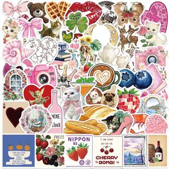 50PCS Aesthetic Pinterest Stickers For Water Bottles, Laptops, Scrapbooks, Journaling, Bumper, Skateboard, Computer, Phone, Cartoon, Hard Hat, Car Stickers And Decals