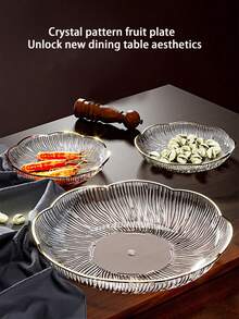 10 paquete de platos de plástico transparentes con borde dorado, bandejas de servir apilables elegantes, platos ligeros reutilizables para bodas, fiestas, postres y decoración del hogar - Multicolor - Ver 4