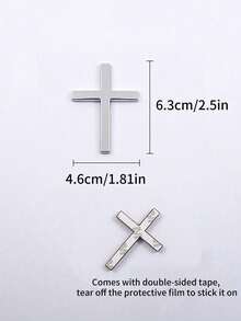 1pc Metallic Cross Car Bumper Sticker, Rear Car Decor, Car Scratch Protection Covering - Multicolor - View 2