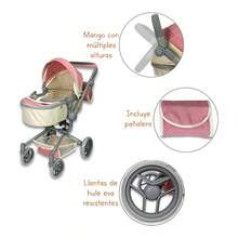 Carriola de Juguete para Muñecas New Noni Modelo IS-9695 Cochecito Moderno y Plegable para Niñas Juego de Simulación y Rol Paseo de Muñecas Ligero y Fácil de Guardar Regalo Perfecto para Niñas - Gris - Ver 3