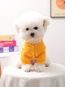 1 bộ quần áo thú cưng, quần áo cho chó mèo, áo hoodie hoạt hình dễ thương, thoải mái cho chó con và chó nhỏ - hình sư tử - Màu vàng - Xem 5