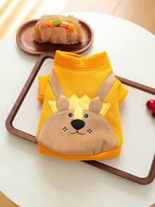 1 bộ quần áo thú cưng, quần áo cho chó mèo, áo hoodie hoạt hình dễ thương, thoải mái cho chó con và chó nhỏ - hình sư tử - Màu vàng - Xem 6