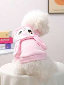 1pc Pet Clothes, Cute Rabbit Hoodie For Small Dogs & Cats, Easter Outfit - Pink - View 4