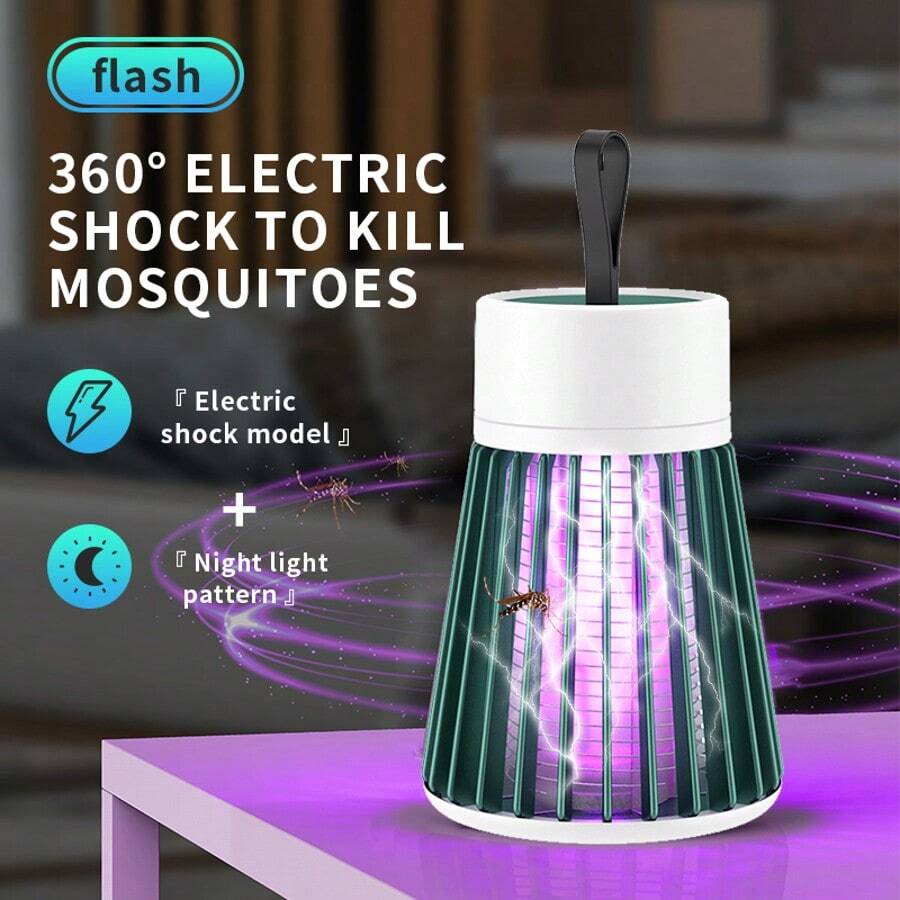 Bug Zapper USB Electric Non-Radiation LED Silent Mosquito And Insect Killer Lamp, Suitable For Indoor Killing Of Mosquitoes, Flies, Small Flies, And Fruit Flies, With A Small Brush - màu xanh lá - Xem 1