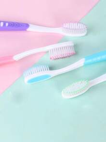 1pc Manual Dual-Color Sharpening Silk Toothbrush, Adult Soft Bristle Toothbrush, Household Daily Necessities, Super Toothbrush - Multicolor - View 6