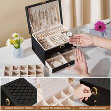 Sour Lemon Jewelry Box 3 Levels, Large-Capacity Jewelry Storage Box, Jewelry Box With 2 Drawers, Suitable For Rings, Necklaces, Watches, Earrings, Bracelets, Watch Jewelry Storage Display Box, Lockable, Gift Idea