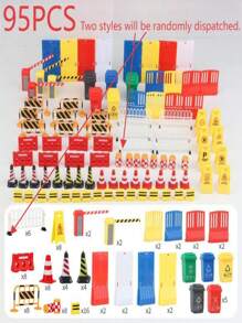 9pcs/Set Mini Traffic Cones Set, Plastic Road Signage Toy, Construction Theme Party Cake Decorations & Gift