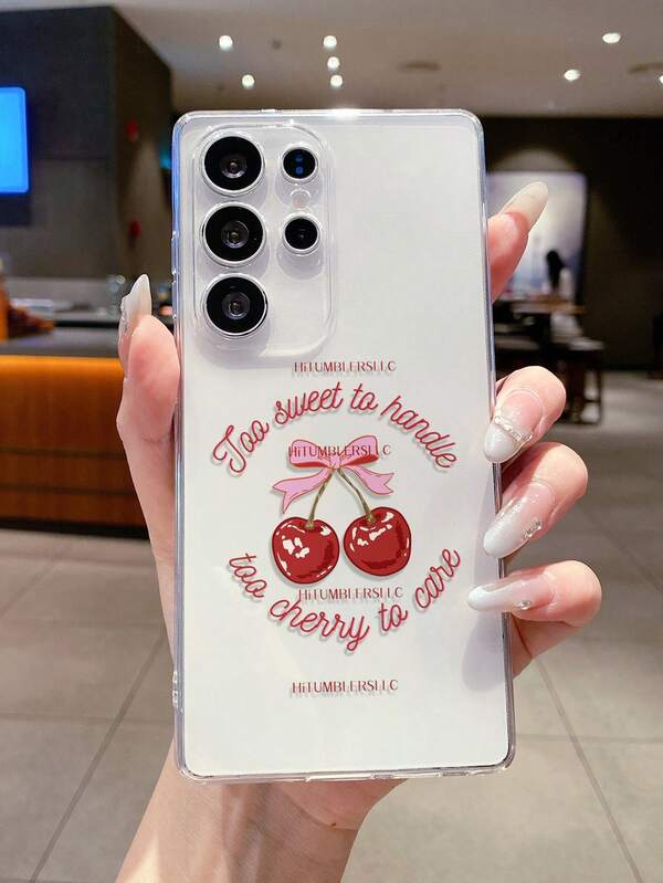 1 Stück minimalistisches Kirschbogen-Buchstaben-perforiertes transparentes TPU stoßfestes Handyhülle, geeignet als Urlaubsgeschenk für Partner und Freunde, kompatibel mit Samsung, Nothing, Pixel, INFINIX, Redmi Serie