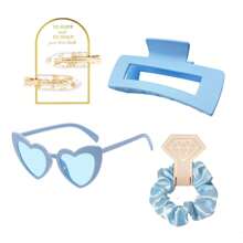 伴娘礼盒4件套，包括伴娘发夹、伴娘发箍、伴娘太阳镜，新娘派对礼物，丝缎柔软发饰，伴娘婚礼礼物，女士（绿色） - 4pcs - 查看 9