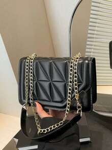 Multi Functional Solid Color PU Leather Flap Quilted Bag, Simple Large Capacity Travel Vacation Metal Chain Square Bag, Simple Diagonal Shoulder Bag, Black Square Bag, Fashionable Business Commuting Shoulder Bag, Lightweight Outdoor Shopping Women's Crossbody Bag,Women's Tote Bag, Women's Fashion Backpack, Women's Functional Backpack, Women's Handbag, Women's Shoulder Bag, Women's Dinner Bag, Women's Backpack, Wallet, Elegant Women's Handbag, Handbag, Women's Work Bag, Travel Essentials, Beach Bag, Women's Wallet And Handbag, Essential Items For Shipping, White Wallet, Vacation Essentials, Wedding Supplies - 彩色 - 查看 9